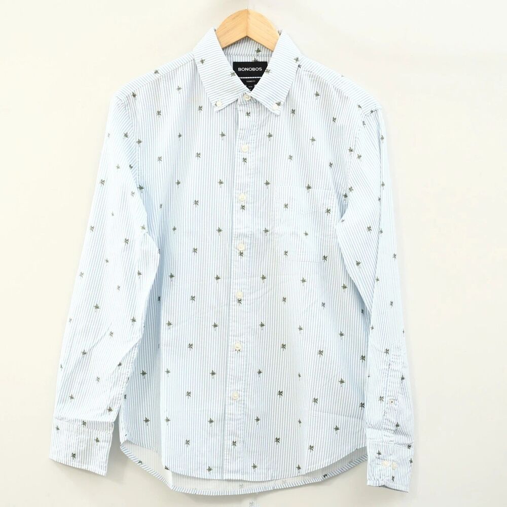 Bonobos Men's Shirt Buttondown Striped Printed Long Sleeve Silm Fit M 286102